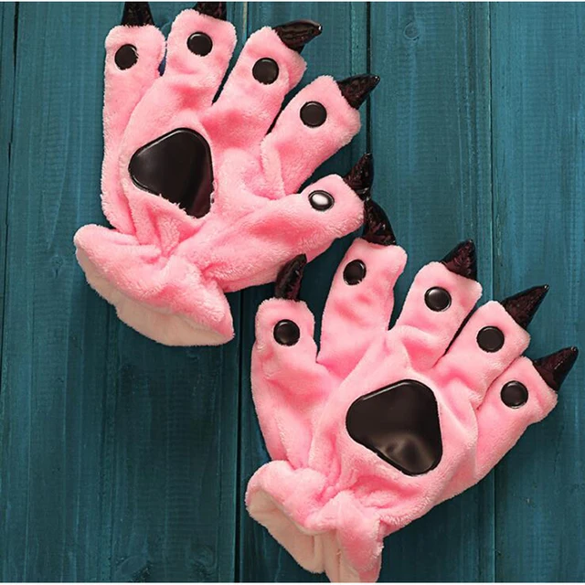 Перчатки Кошачьи Лапки с когтями (розовые)