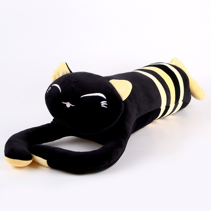 Мягкая игрушка-подушка Кот 70 см чёрно-жёлтый