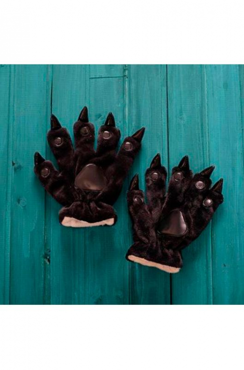 Перчатки Кошачьи Лапки с когтями (черные)