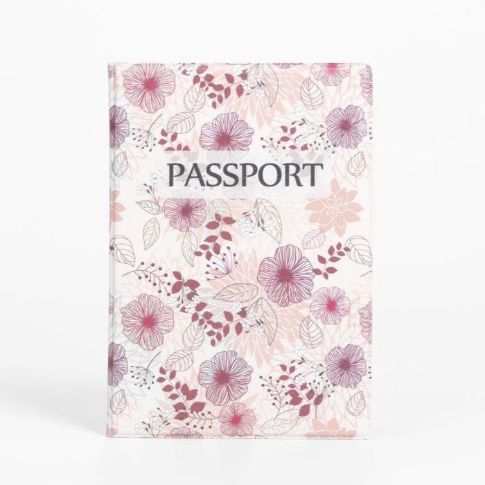 Обложка для паспорта, Розовые цветы